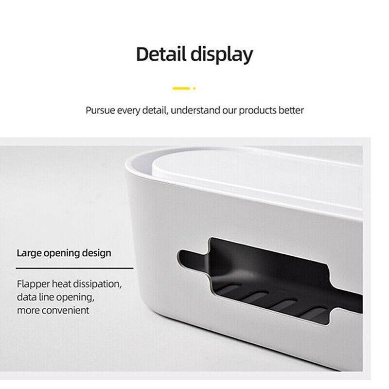 Cable Power Management Storage Box Socket Wire Tidy Organiser Hide Case - Deskology