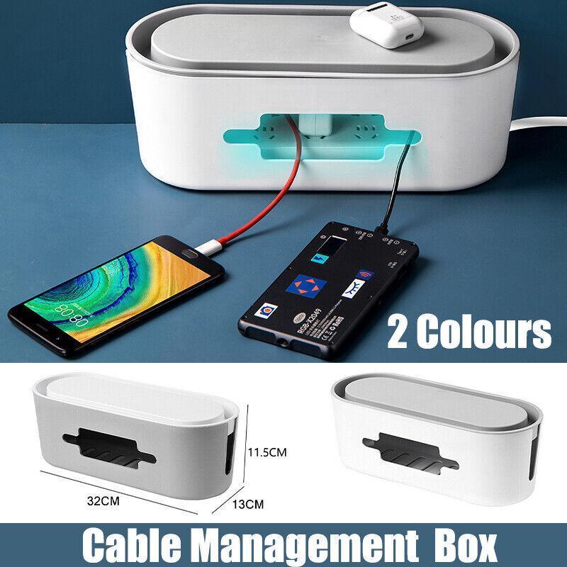 Cable Power Management Storage Box Socket Wire Tidy Organiser Hide Case - Deskology