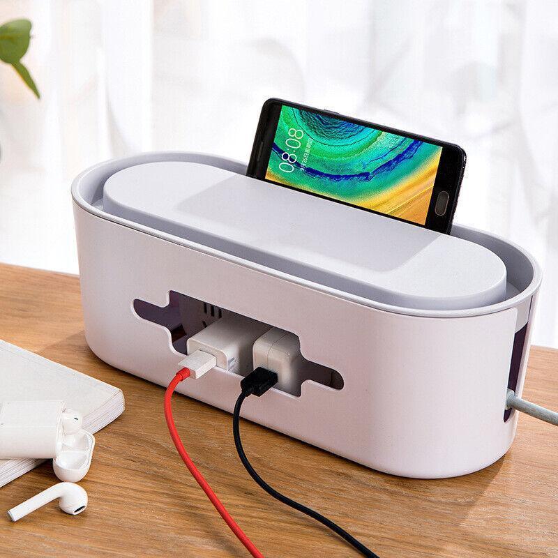 Cable Power Management Storage Box Socket Wire Tidy Organiser Hide Case - Deskology