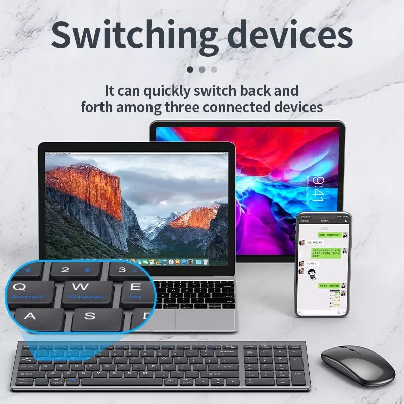 High quality 2.4G Bluetooth wireless rechargeable mouse keyboard combos - Deskology