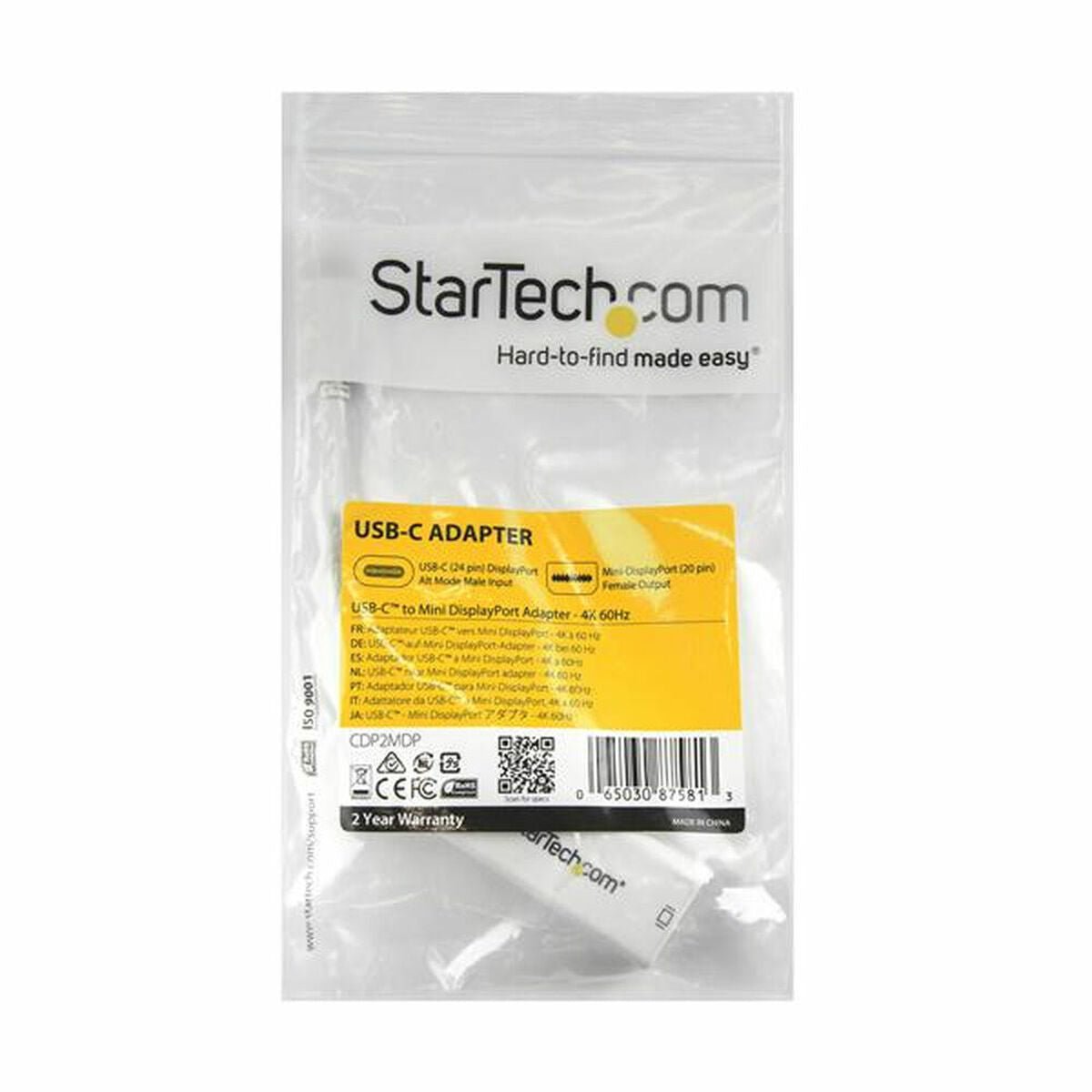 USB C to Mini DisplayPort Adapter Startech CDP2MDP White 4K Ultra HD - Deskology